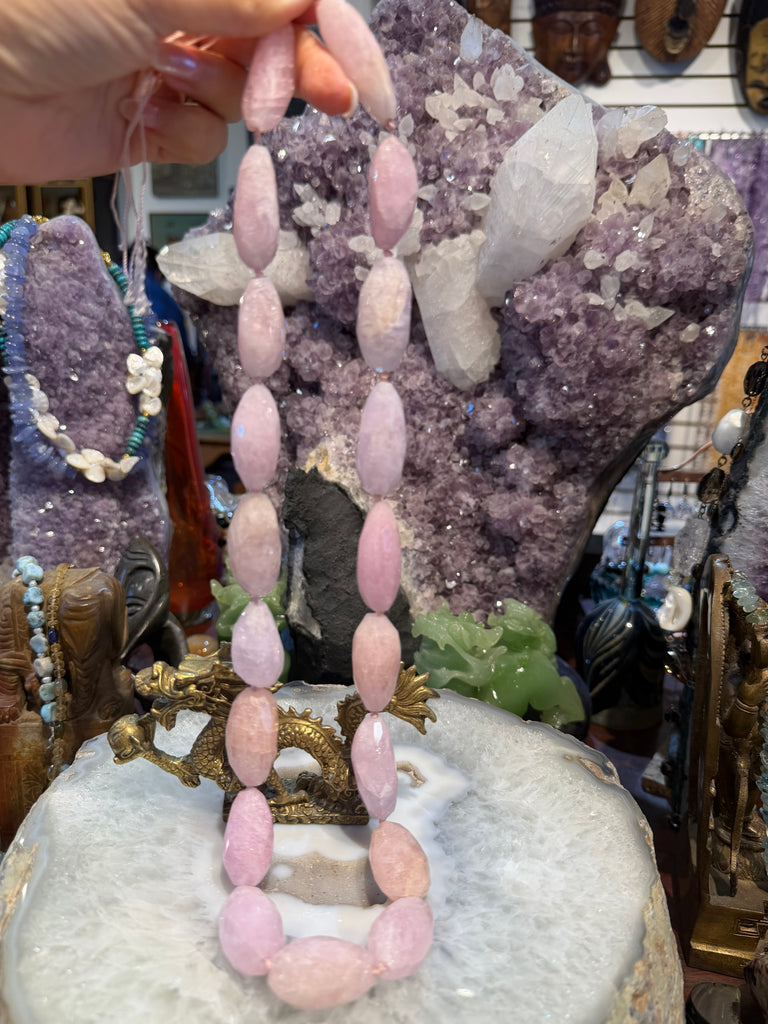 Stunning huge morganite faceted cut knotted long gemstone