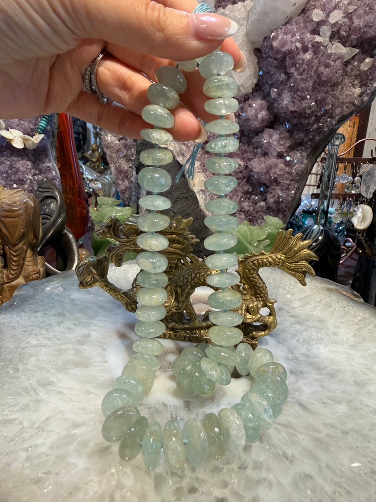 Beautiful large seafoam aquamarine 14-15mm smooth rondelle