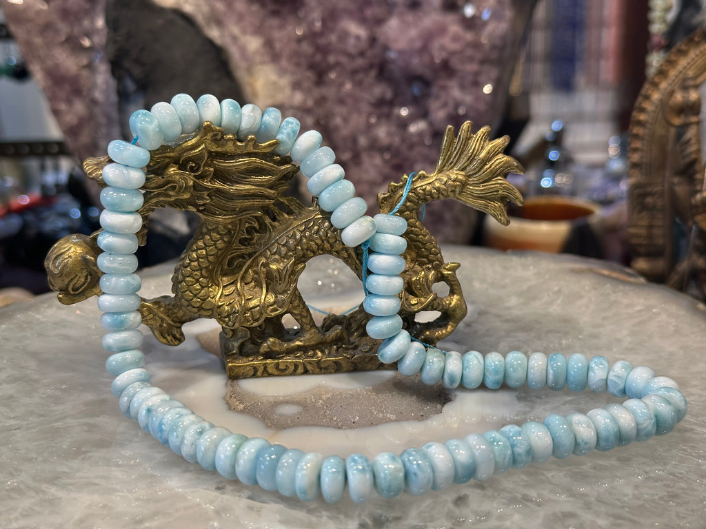 Superb Larimar 10mm smooth rondelle gemstone