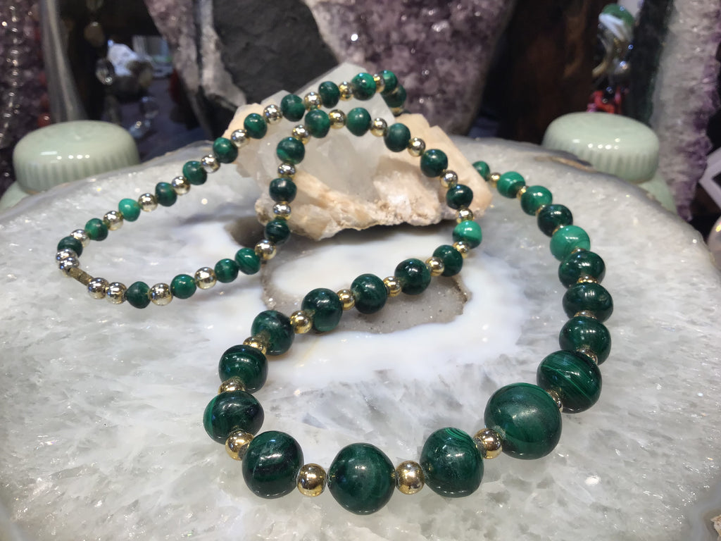 Vintage malachite gemstone necklace