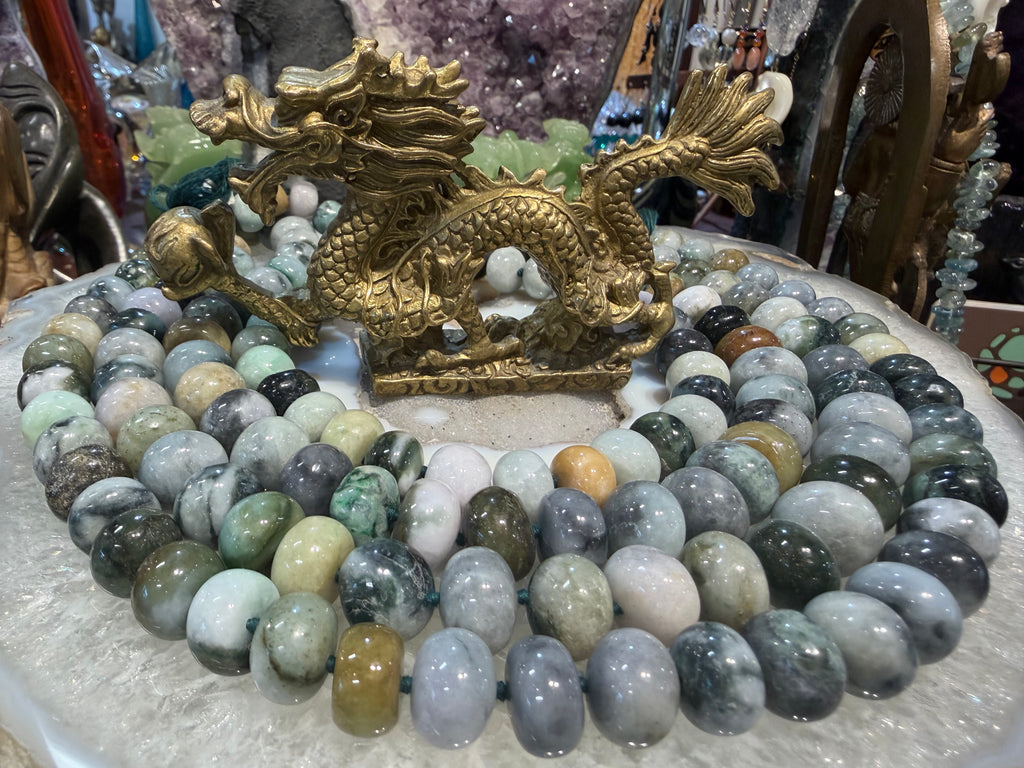 Large jadeite jade 13-15mm smooth rondelle gemstone