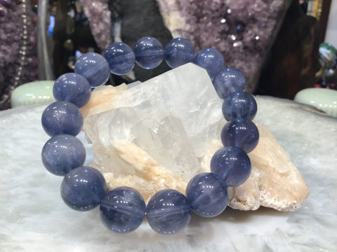 Blue gem fluorite 13mm gemstone bracelet