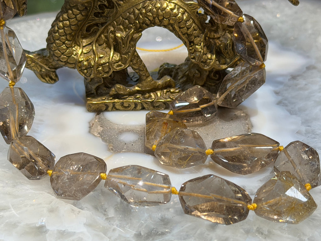 Amazing Rutile faceted cut 17-23mm gemstone