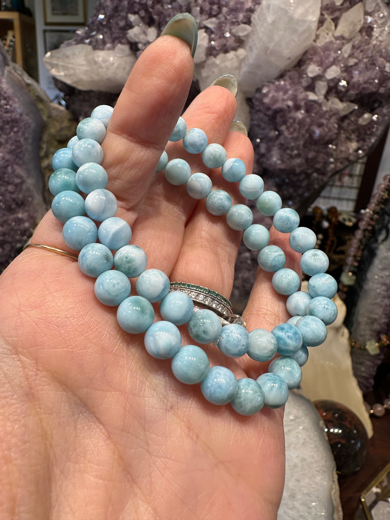 Beautiful Larimar 7mm gemstone bracelet