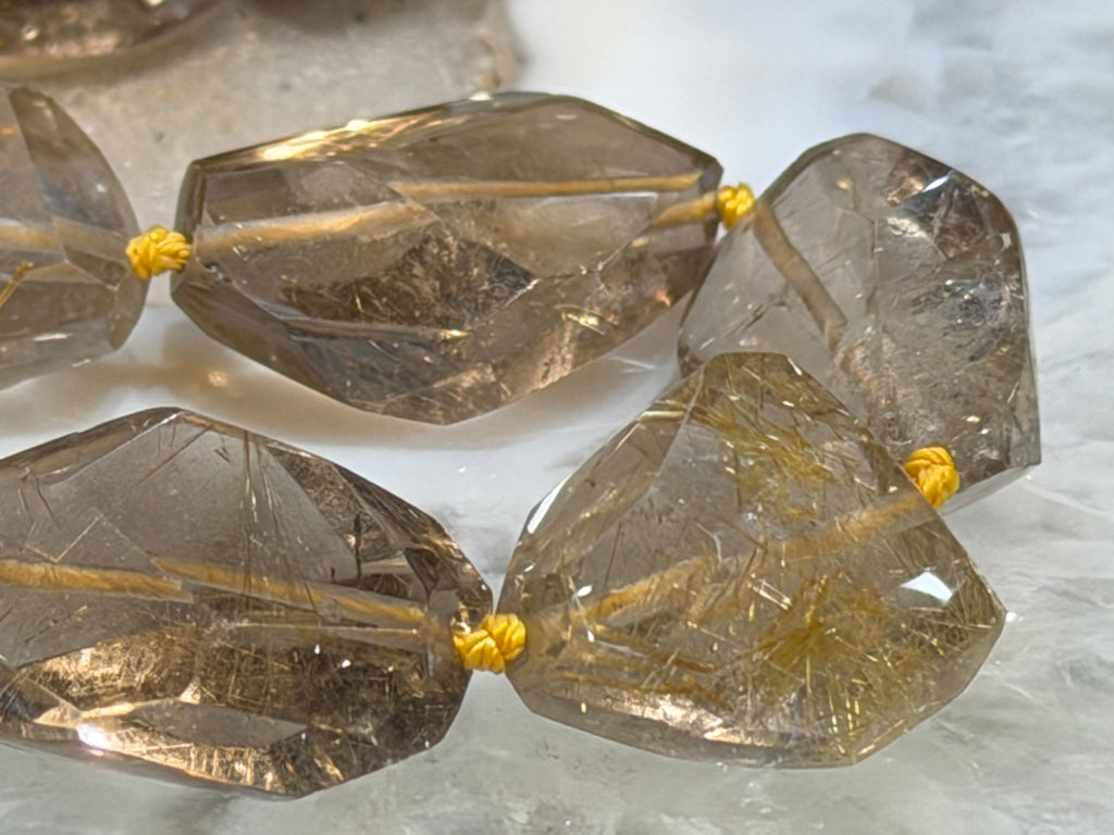 Amazing Rutile faceted cut 17-23mm gemstone