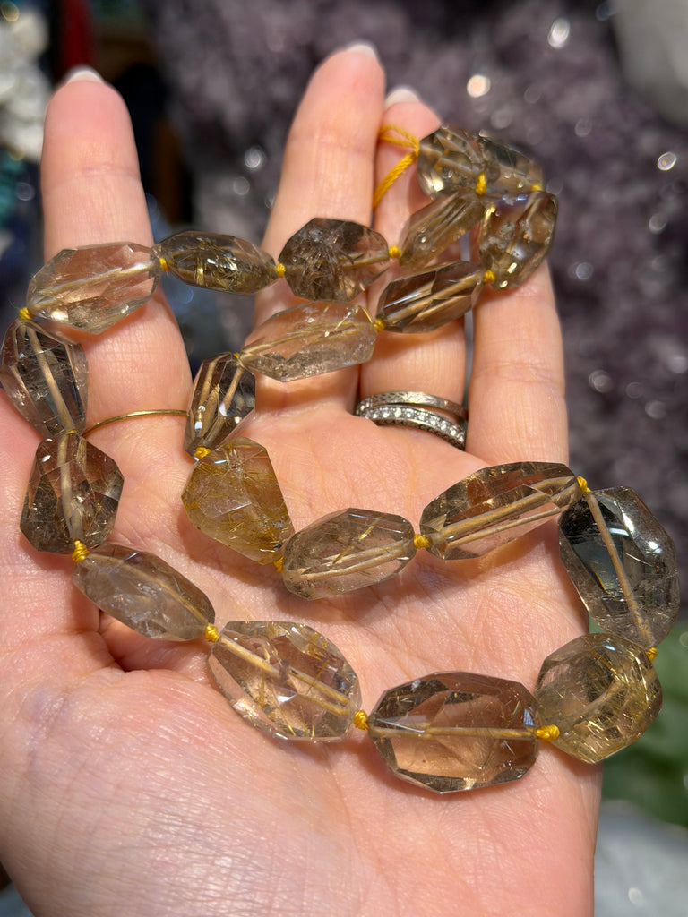 Amazing Rutile faceted cut 17-23mm gemstone