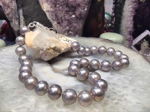 Large Top Quality Stunning Gray Edison Freshwater Pearl Necklace