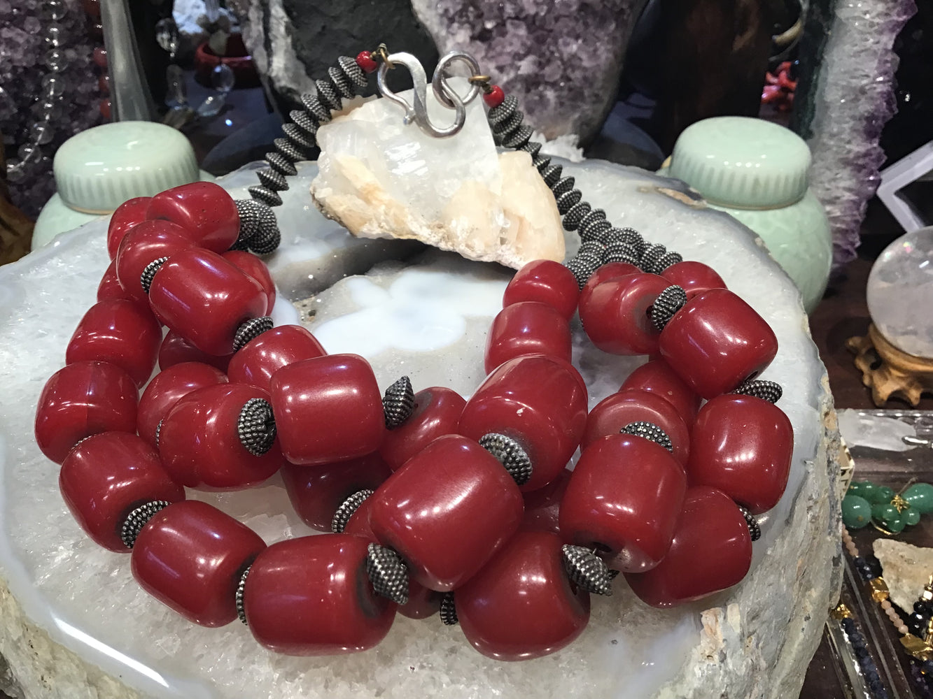 Huge vintage Cherry amber Bakelite necklace