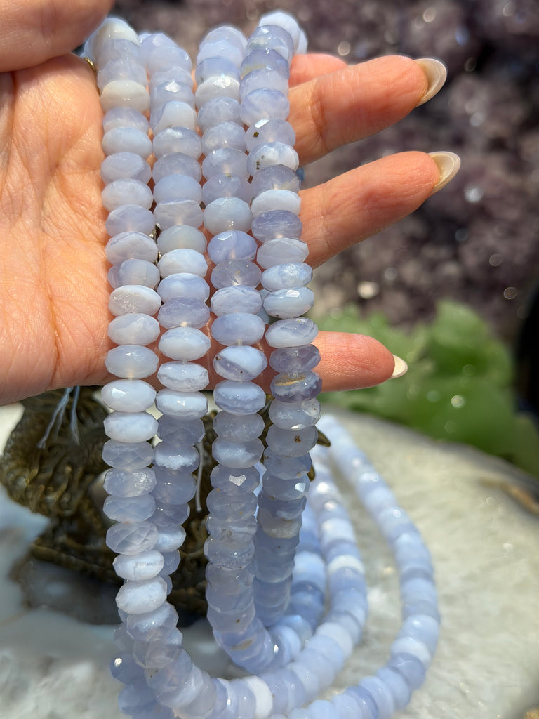 Amazing Blue lace agate faceted 10mm rondelle