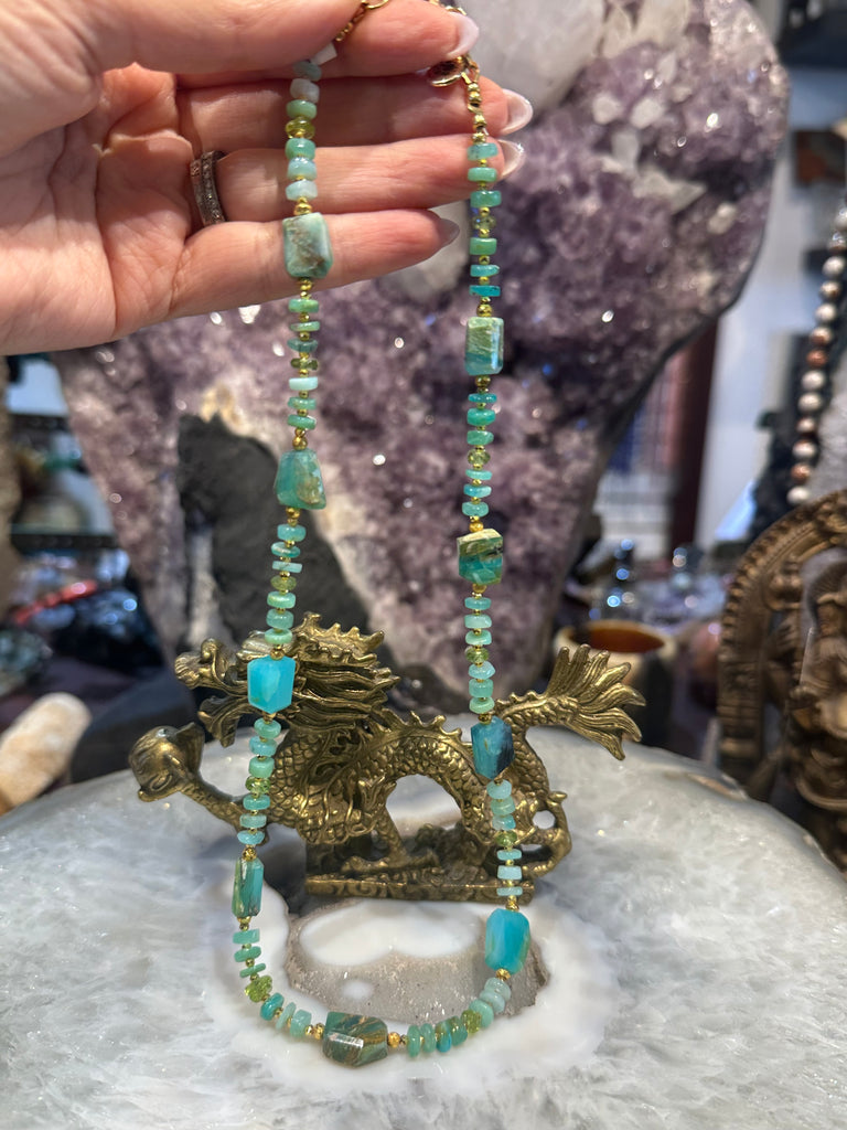 Peruvian blue opal gemstone necklace