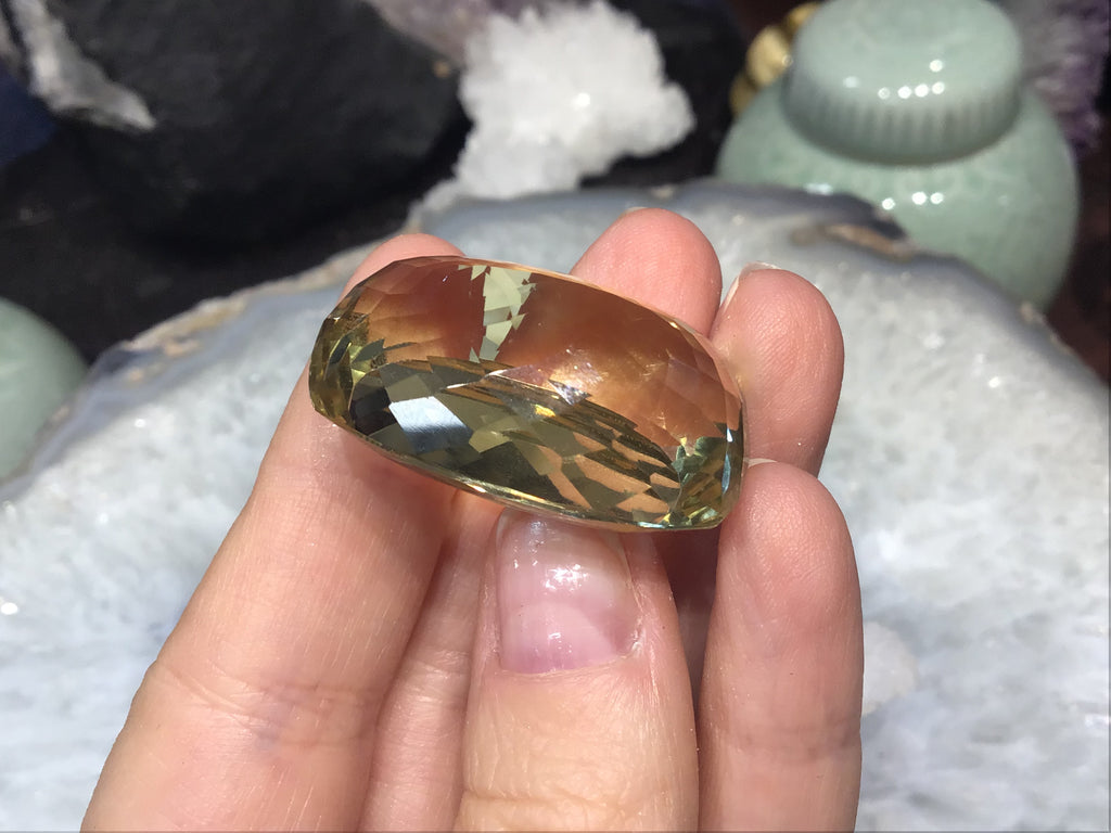 Beautiful citrine faceted rounded rectangle gemstone