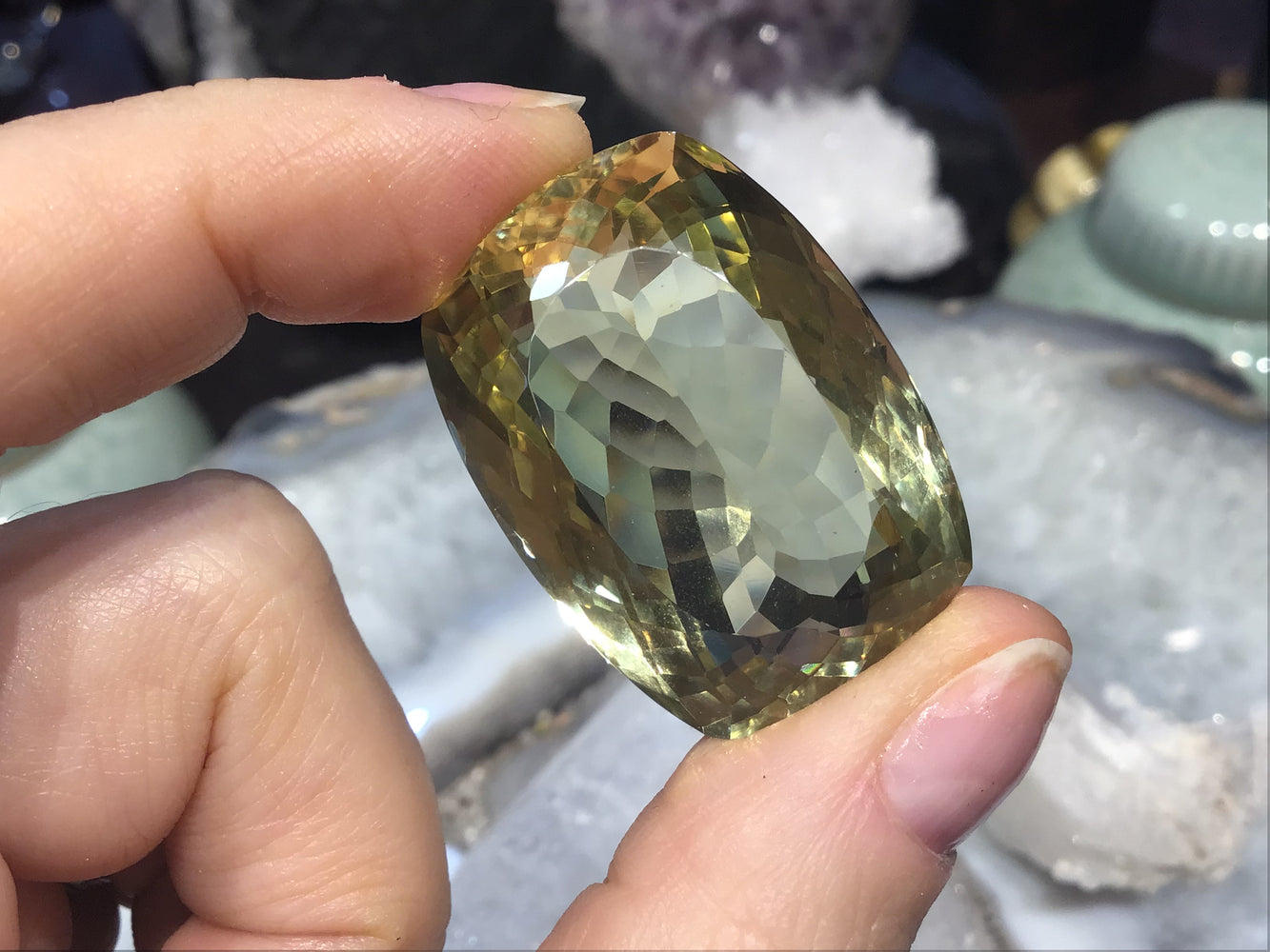 Beautiful citrine faceted rounded rectangle gemstone