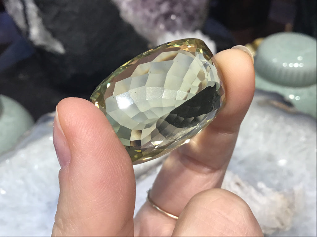Beautiful citrine faceted rounded rectangle gemstone