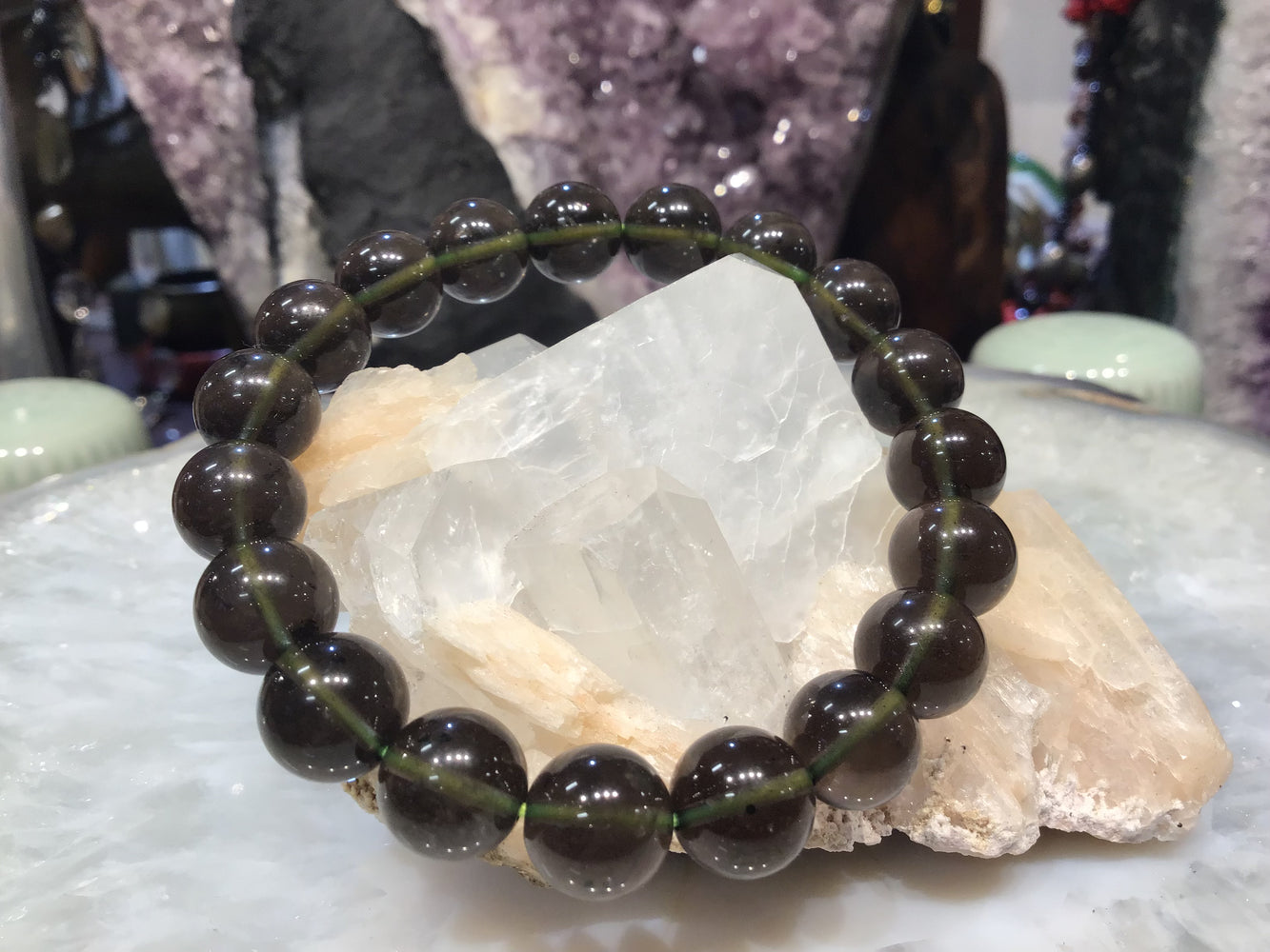 Tektite 11mm round gemstone bracelet