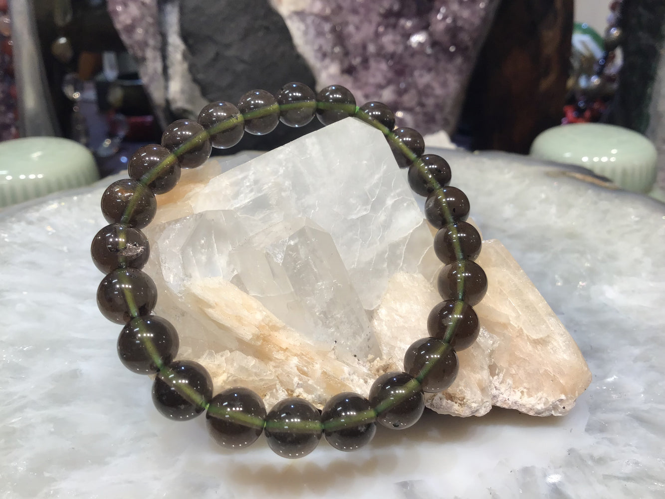 Tektite 8mm round gemstone bracelet