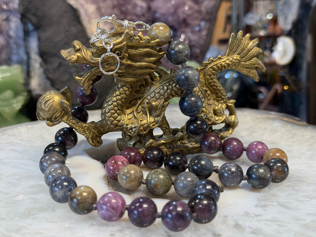 Gorgeous sapphire natural multi 12mm gemstone necklace