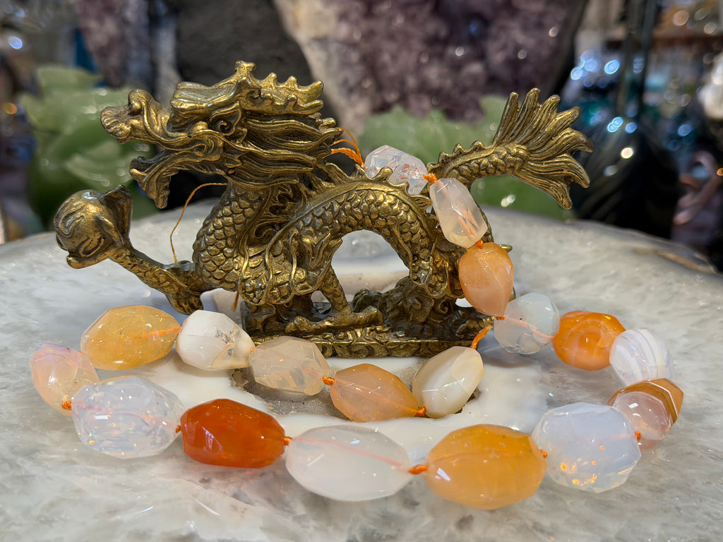Gorgeous Large Mexican fire opal 17-24mm faceted gemstone
