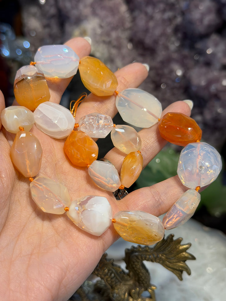 Gorgeous Large Mexican fire opal 17-24mm faceted gemstone