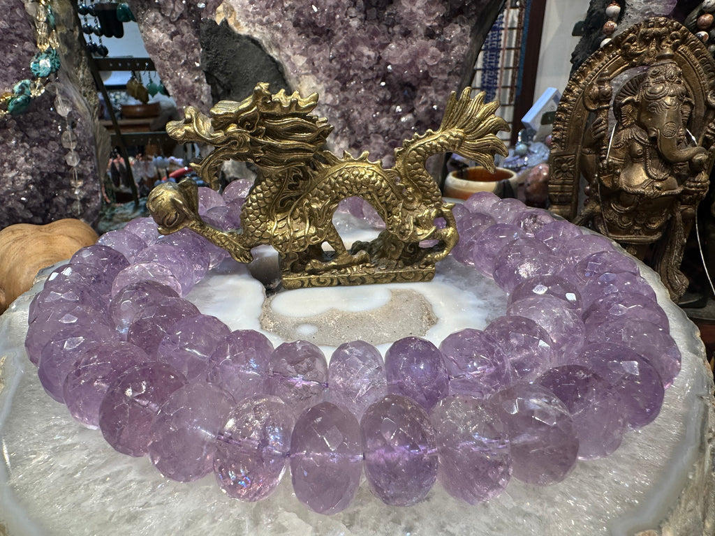 Large amethyst 22mm faceted rondelle gemstone