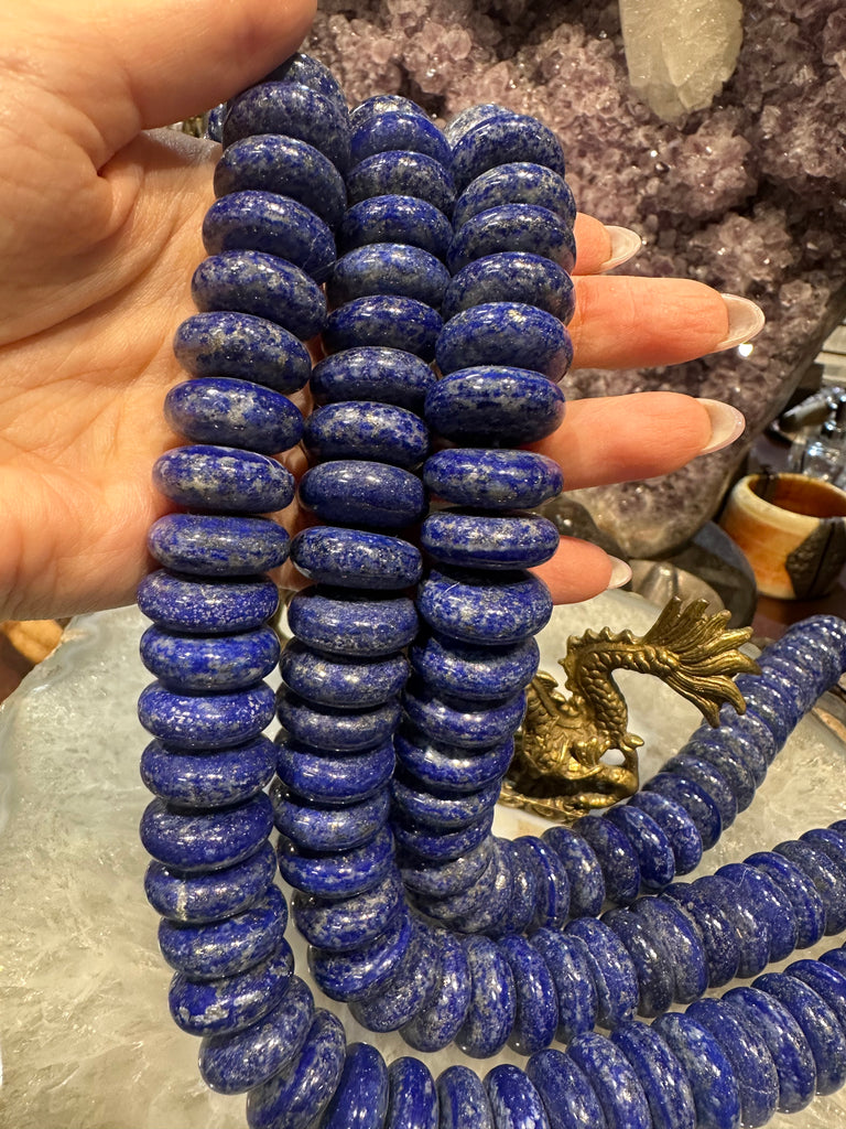 Huge lapis 20mm smooth rondelle gemstone