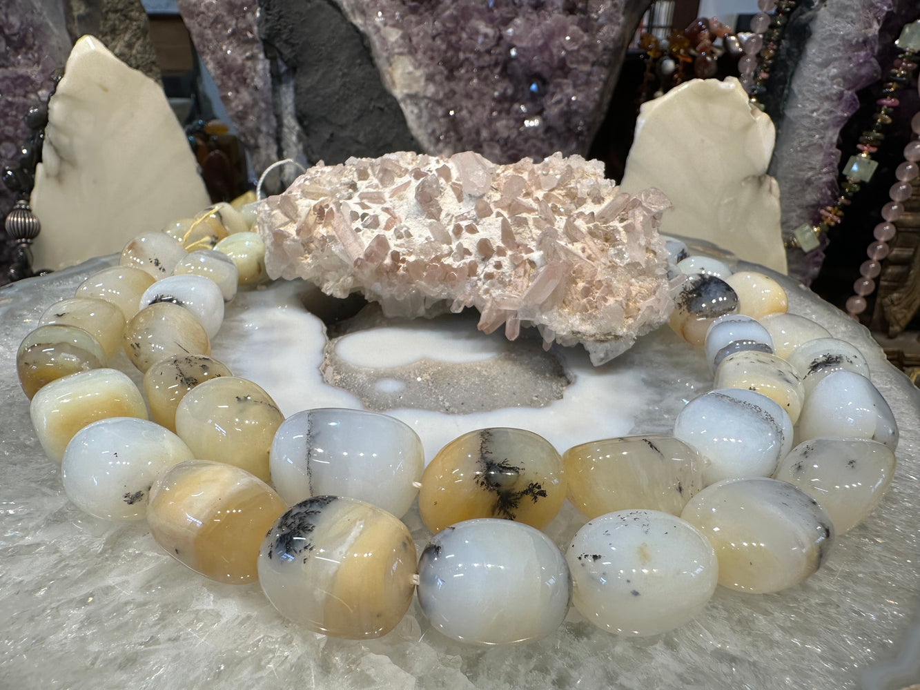 Gorgeous dendrite opal 15-22mm gemstone beads