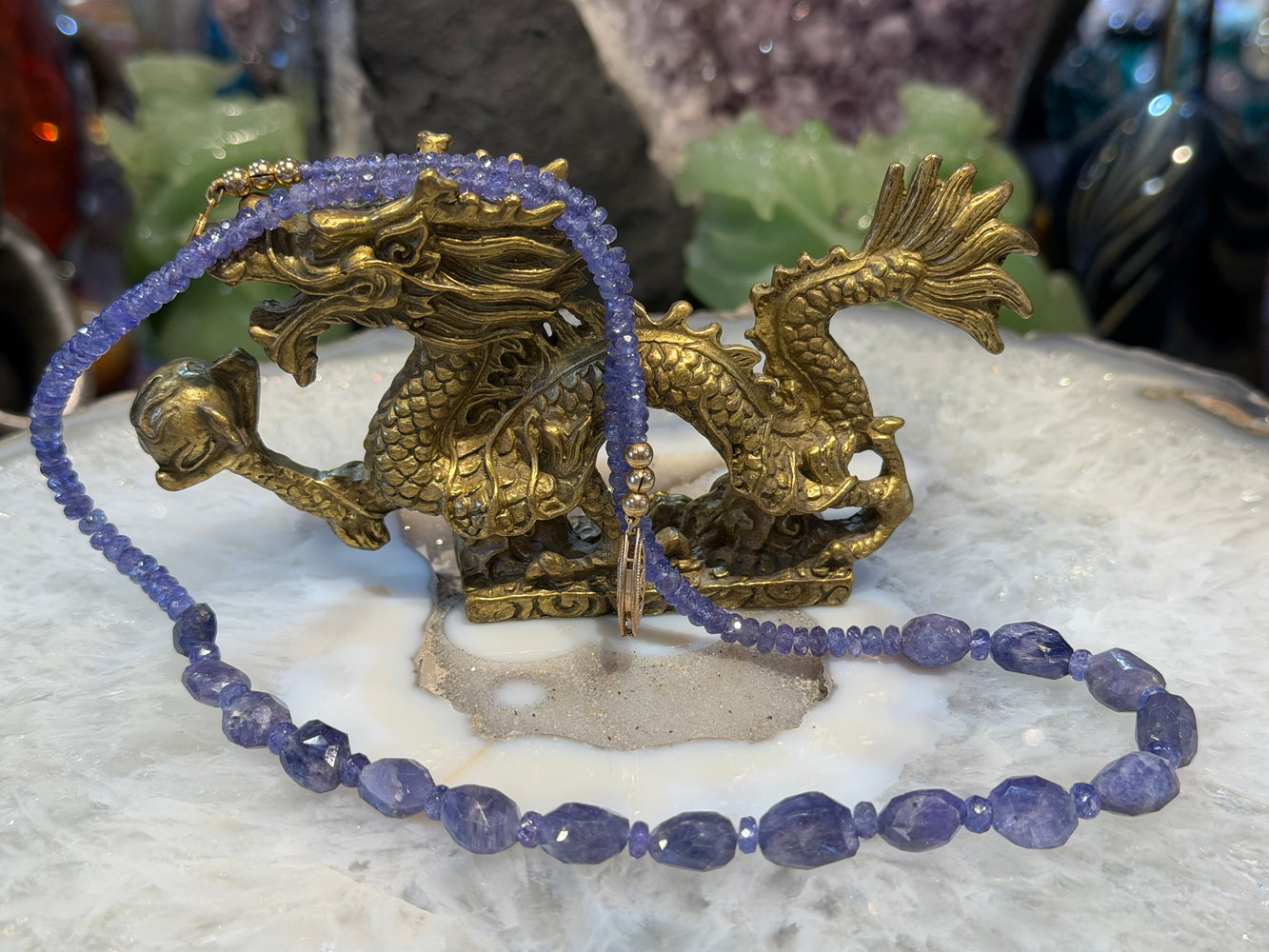 Beautiful Tanzanite faceted gemstone necklace