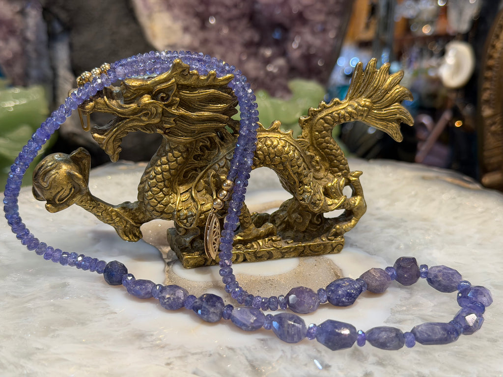 Beautiful Tanzanite faceted gemstone necklace