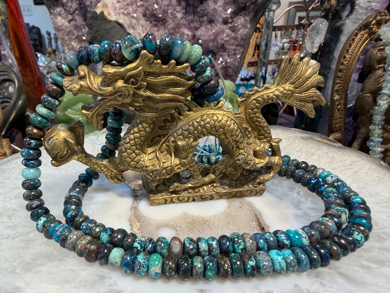 Chrysocolla 8mm smooth rondelle gemstone Beads
