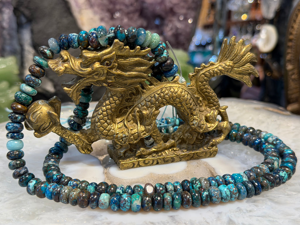 Chrysocolla 8mm smooth rondelle gemstone
