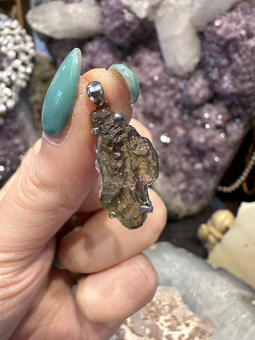 Moldavite sterling silver pendant #1