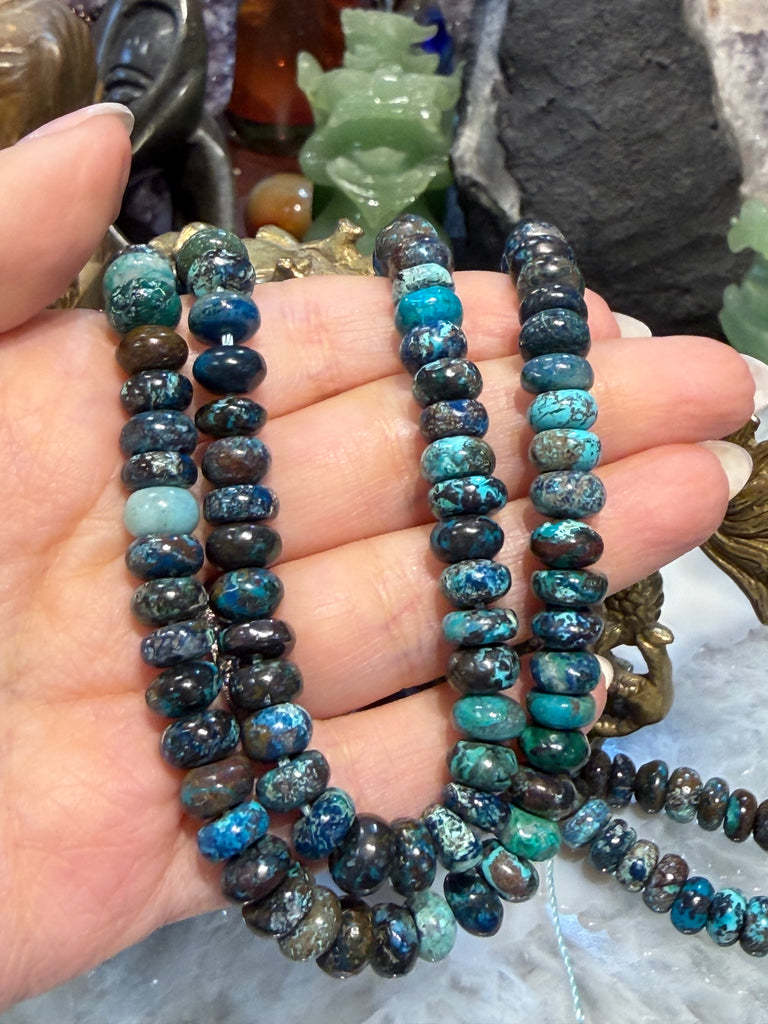 Chrysocolla 8mm smooth rondelle gemstone