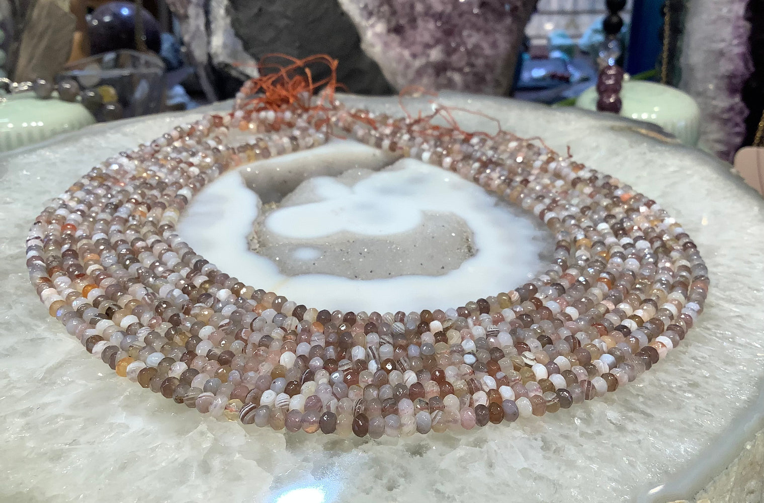4mm Natural Botswana Agate Faceted Gemstone Rondelle Beads