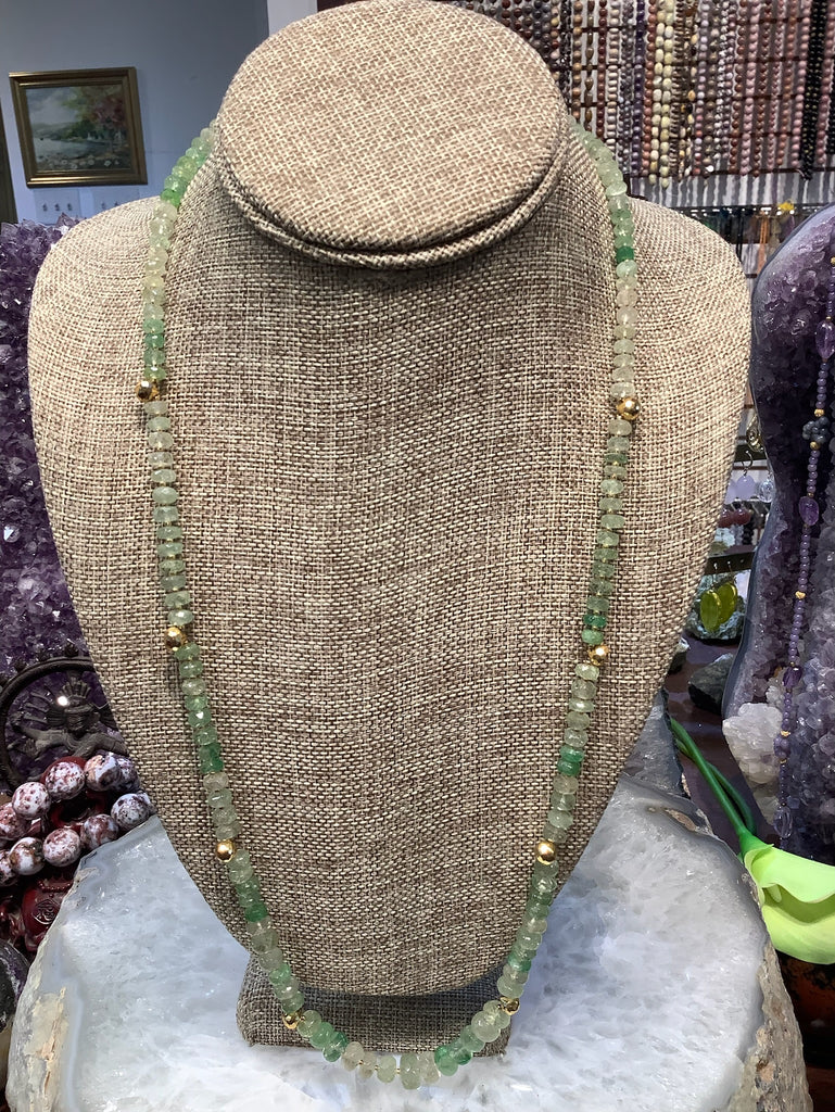 Natural Tsarovite Green Garnet & Pyrite Briolettes Gemstone Necklace