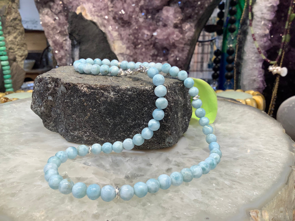 Beautiful Natural Larimar natural 6mm gemstone necklace