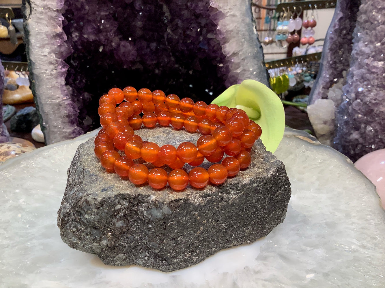 8mm Red Agate Round Gemstone Beads Bracelet