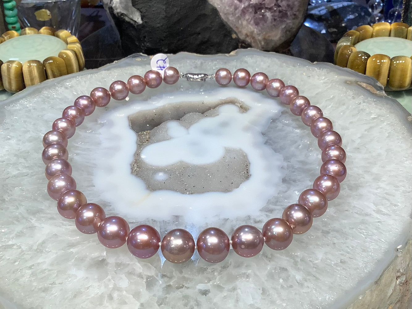 Large stunning natural freshwater lavender Edison pearl necklace #2