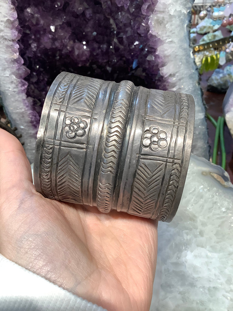 Antique Egyptian Bedouin silver cuff bracelet