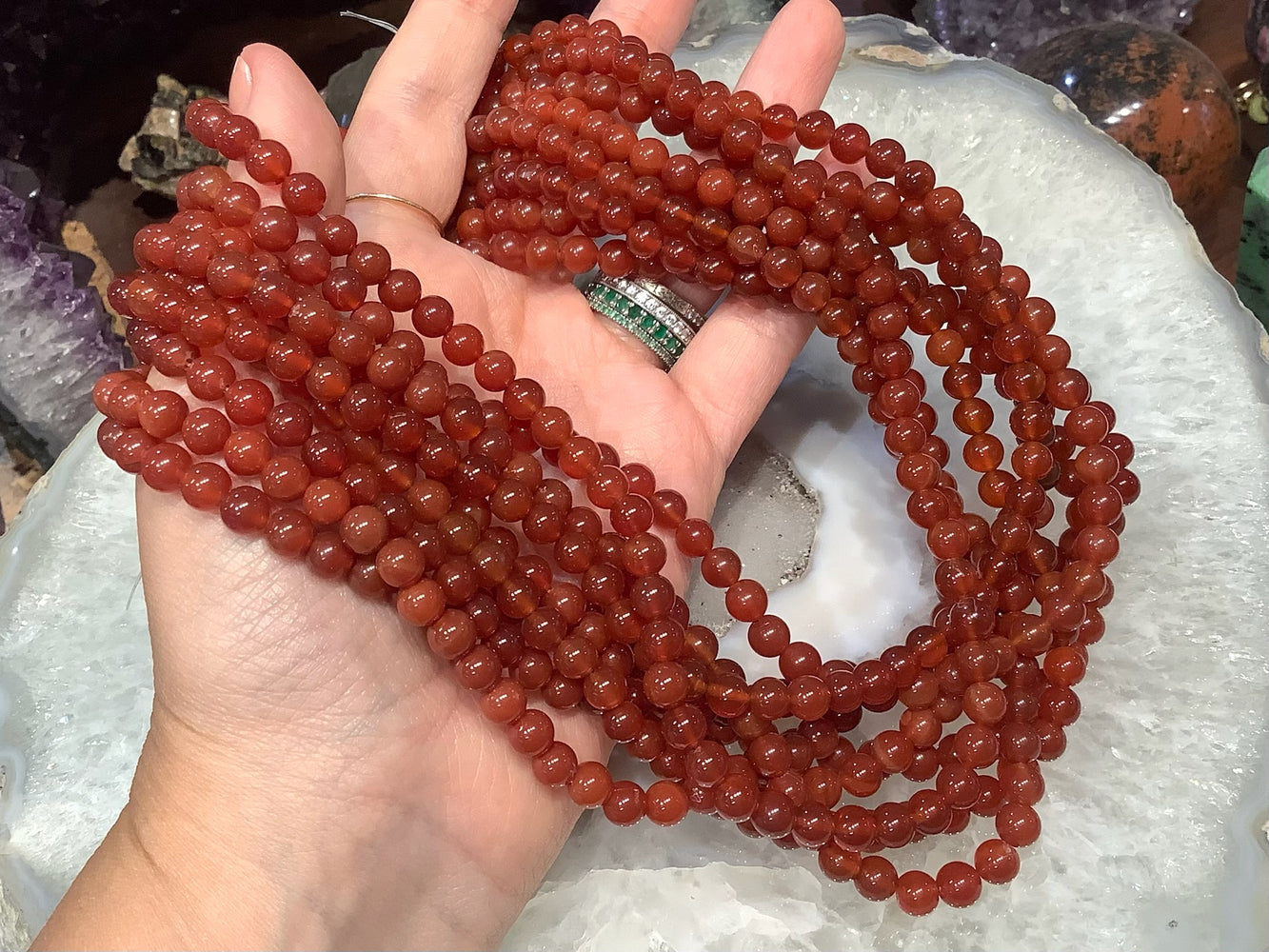 6mm Natural Orange Carnelian Round Gemstone Beads