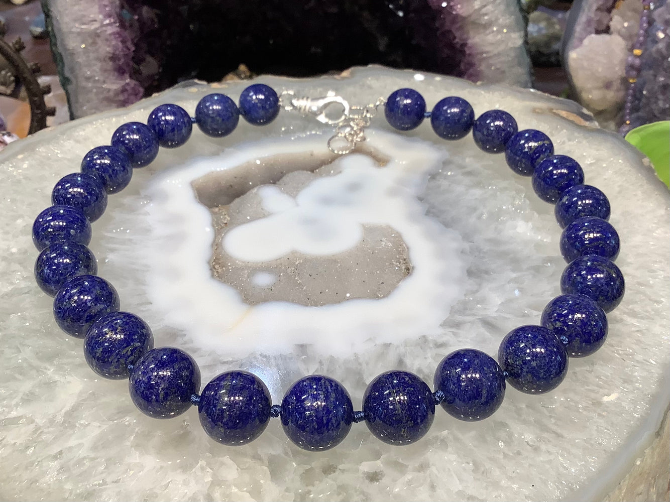 Natural Blue Lapis lazuli 16mm gemstone necklace