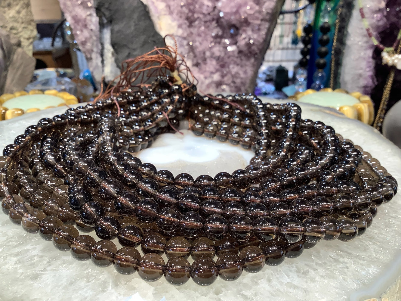 8mm Natural Smoky Quartz Round Gemstone Beads