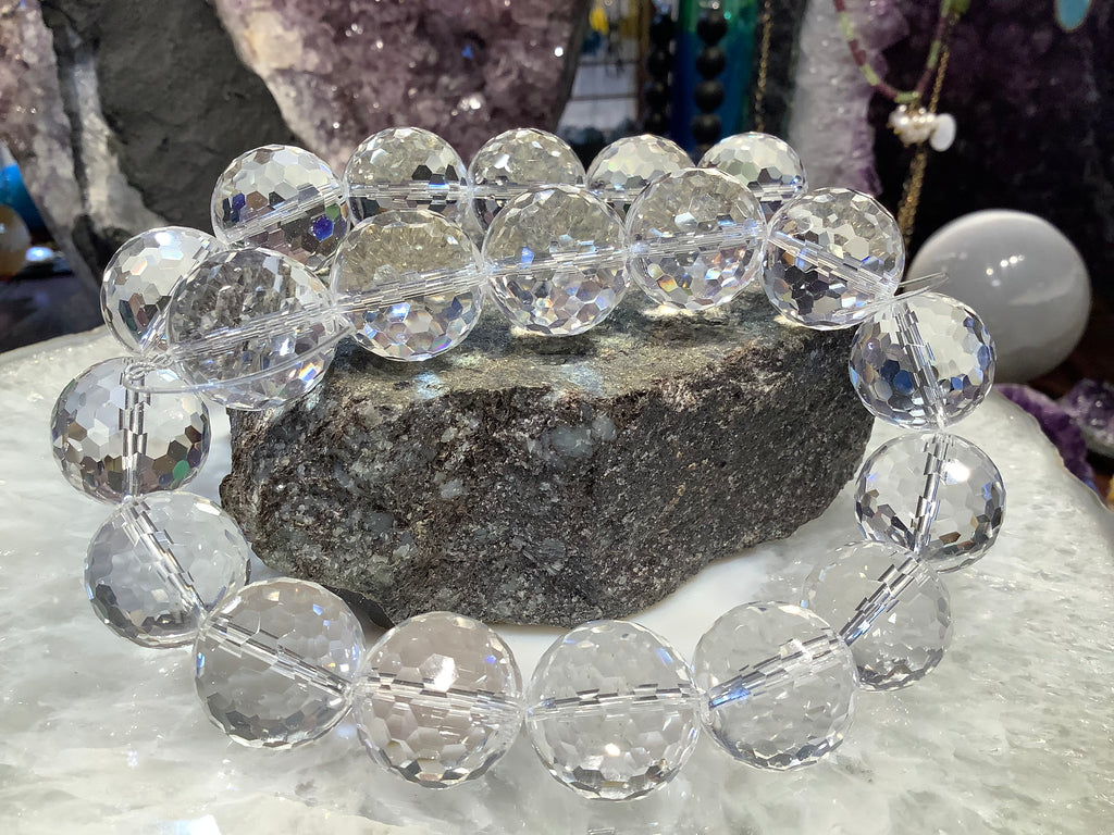 Stunning 20mm Rock crystal cut gemstone beads