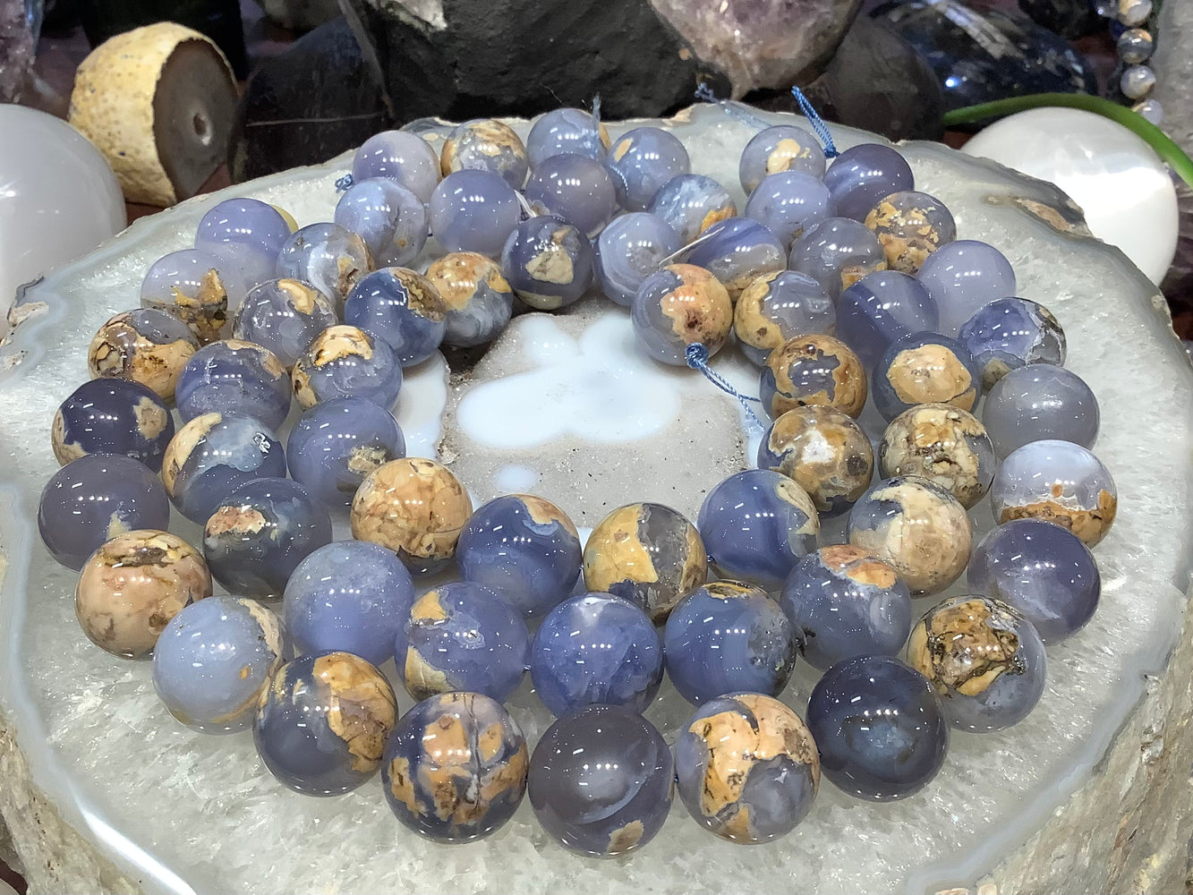 Natural Blue chalcedony with Matrix 20mm gemstones