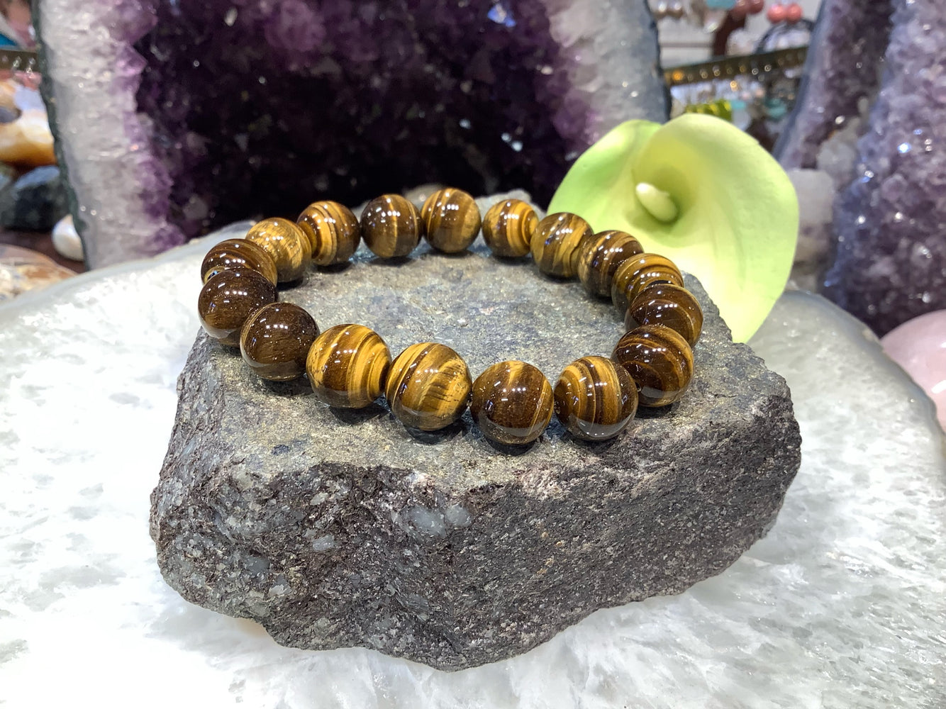 Stunning Natural Golden Tiger Eye Gemstone Bracelet - 12mm