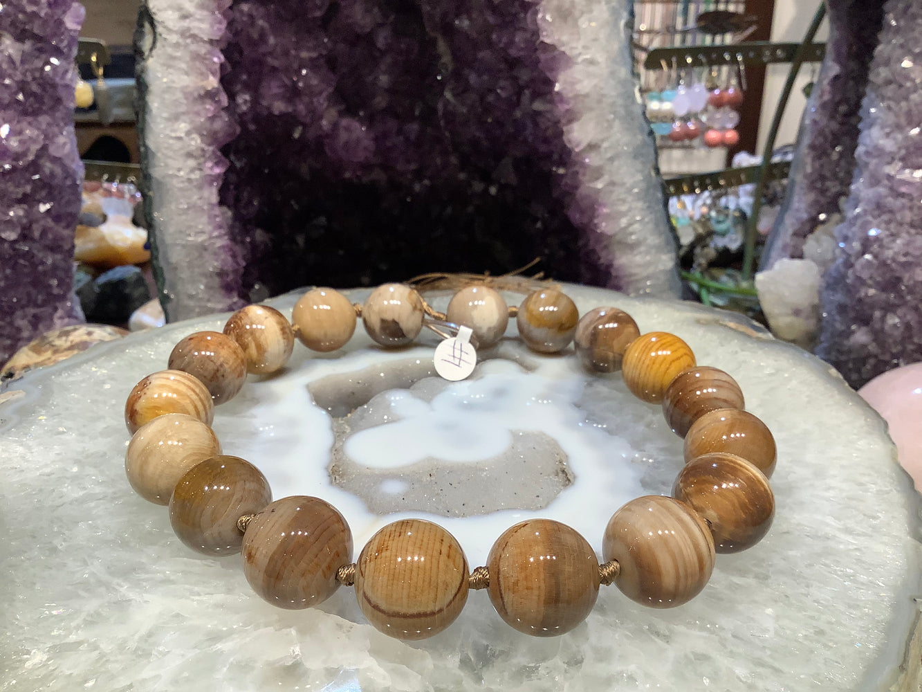 Natural Petrified wood round gemstone beads #1