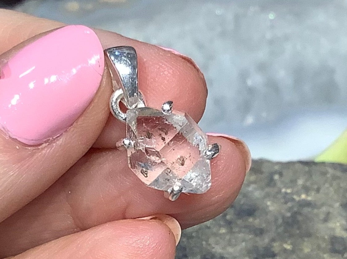 Herkimer Diamond & sterling silver pendant