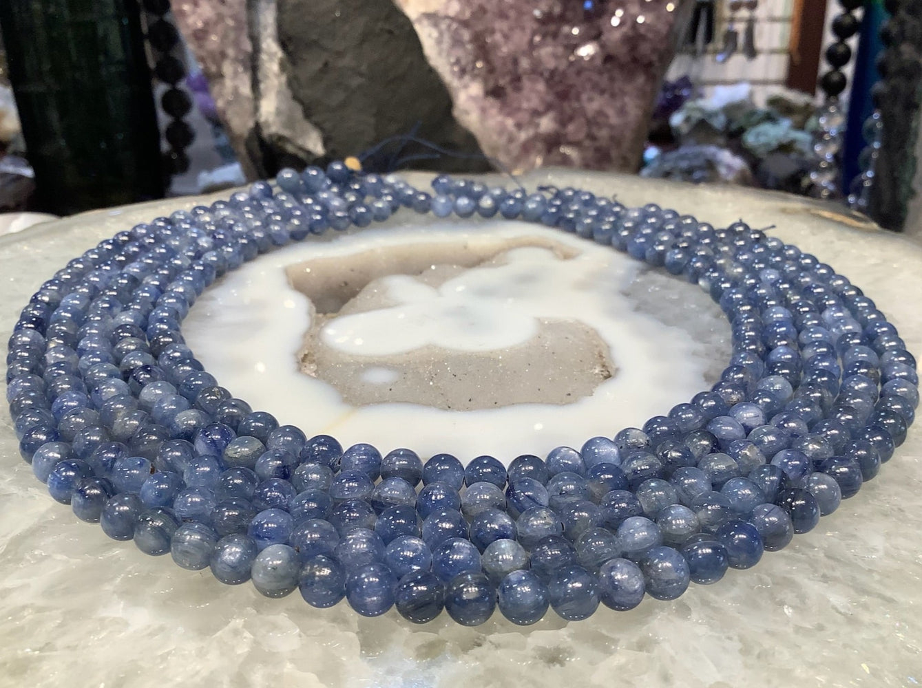 Stunning Natural Blue Kyanite Round Gemstone Beads - 6mm