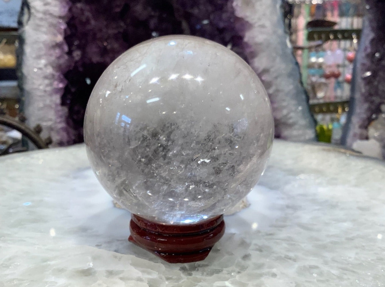 72mm Natural Rock Crystal Round Gemstone Sphere Healing Sphere