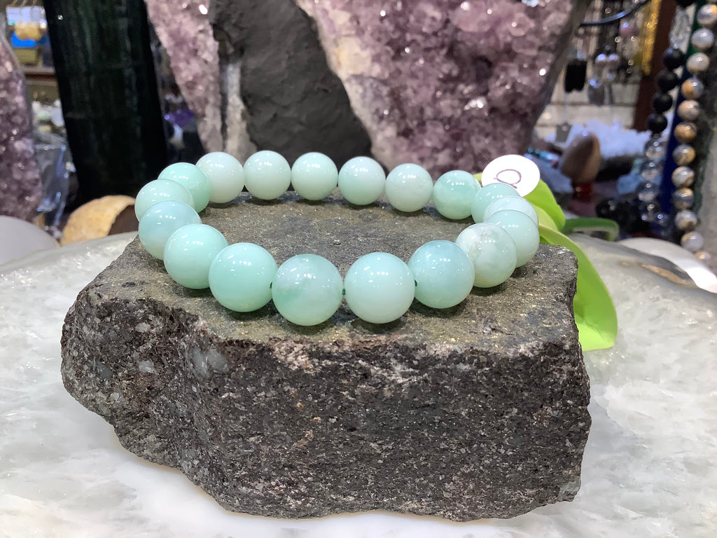 Natural green chrysoprase 11.5mm gemstone bracelet D