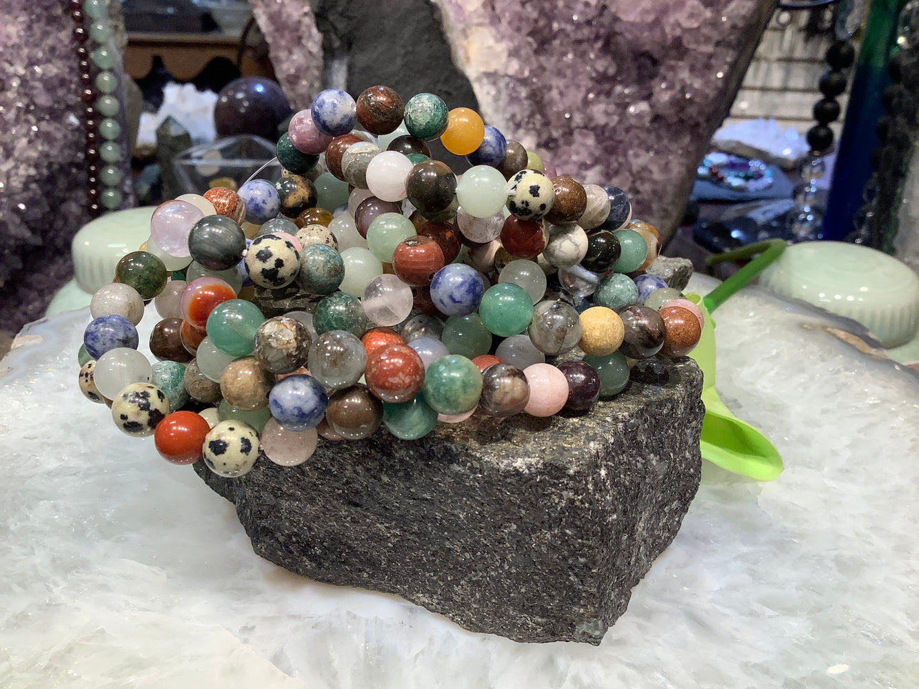 Mixed assorted stone 8mm gemstone bracelet