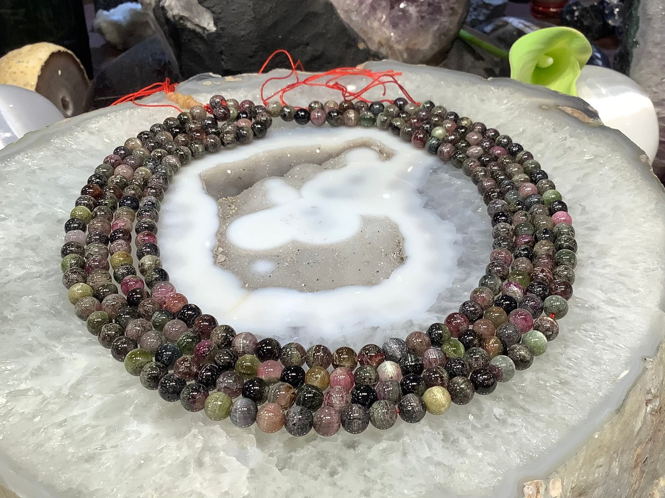 Beautiful cats eye tourmaline 7mm gemstone beads